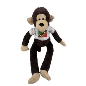 Wishpets Plush Monkey Unisex Medium Brown St Kitts Nevis Flag Hoodie Souvenir